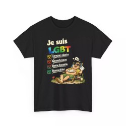 T-shirt Humour LGBT - Longue Sieste Grand Repas  noir