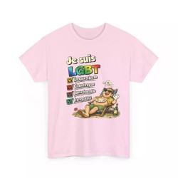 T-shirt Humour LGBT - Longue Sieste Grand Repas  rose