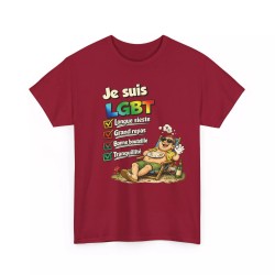 T-shirt Humour LGBT - Longue Sieste Grand Repas  rouge cardinal