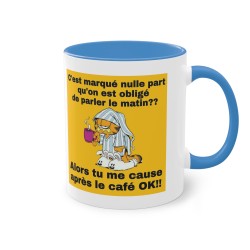 Mug bleu ciel chat pas du matin