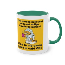 Mug vert foncé chat pas du matin