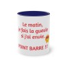 Mug fond bleu foncé le matin je fais la gueule