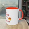 Mug fond rouge le matin je fais la gueule en situation coté droit