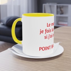 Mug fond jaune le matin je fais la gueule en situation coté gauche