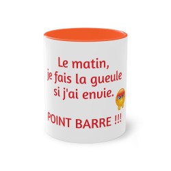 Mug fond orange le matin je fais la gueule