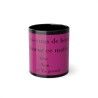 Mug de face sondage du matin fuchsia sur fond noir