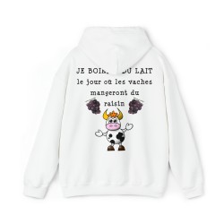 Hoodie - Sweat à capuche blanc unisexe je boirais du lait quand les vaches